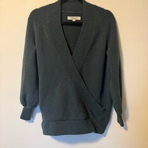 LOFT Women’s Green Wrap Sweater Size M EUC